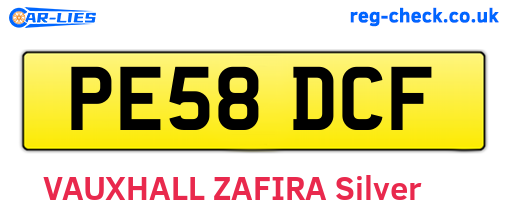 PE58DCF are the vehicle registration plates.