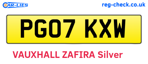 PG07KXW are the vehicle registration plates.