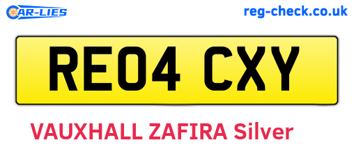 RE04CXY are the vehicle registration plates.