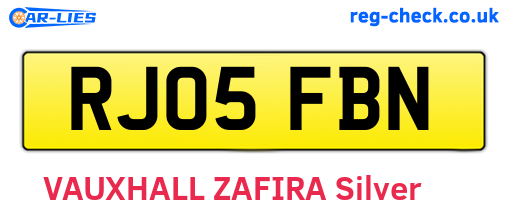 RJ05FBN are the vehicle registration plates.