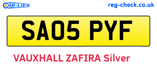 SA05PYF are the vehicle registration plates.