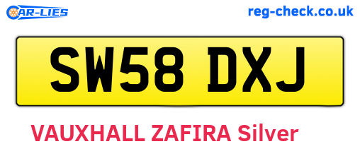 SW58DXJ are the vehicle registration plates.