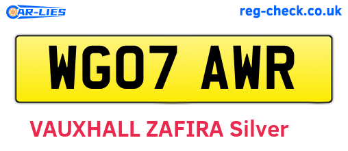 WG07AWR are the vehicle registration plates.