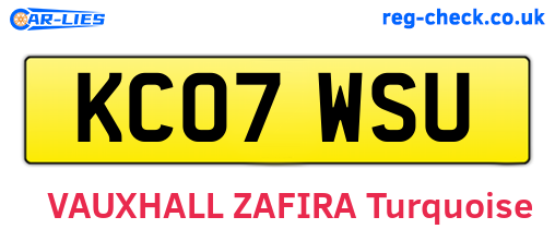 KC07WSU are the vehicle registration plates.