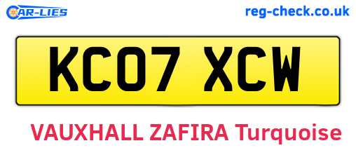 KC07XCW are the vehicle registration plates.