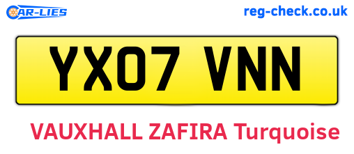 YX07VNN are the vehicle registration plates.