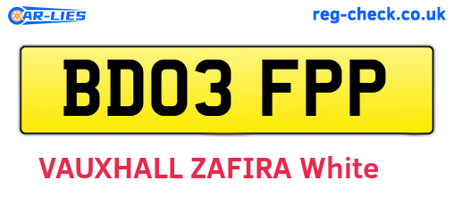 BD03FPP are the vehicle registration plates.