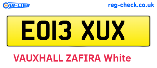 EO13XUX are the vehicle registration plates.