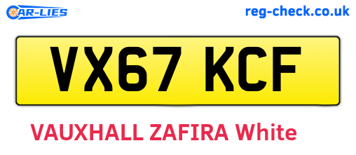 VX67KCF are the vehicle registration plates.