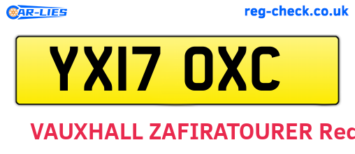 YX17OXC are the vehicle registration plates.