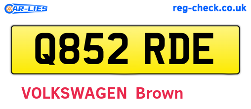 Q852RDE are the vehicle registration plates.