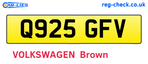 Q925GFV are the vehicle registration plates.