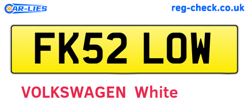 FK52LOW are the vehicle registration plates.