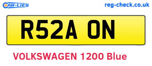R52AON are the vehicle registration plates.