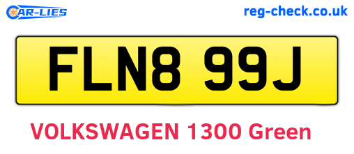 FLN899J are the vehicle registration plates.