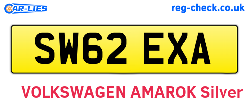 SW62EXA are the vehicle registration plates.