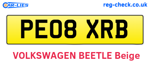 PE08XRB are the vehicle registration plates.
