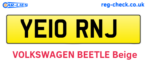 YE10RNJ are the vehicle registration plates.