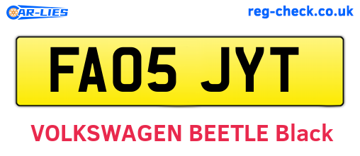 FA05JYT are the vehicle registration plates.