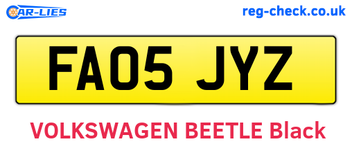 FA05JYZ are the vehicle registration plates.