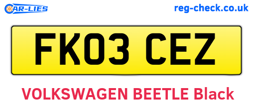 FK03CEZ are the vehicle registration plates.