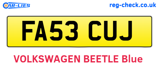 FA53CUJ are the vehicle registration plates.