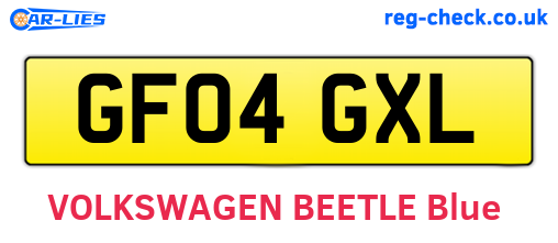 GF04GXL are the vehicle registration plates.