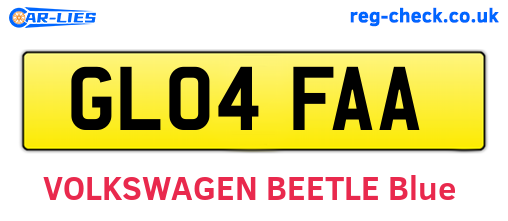 GL04FAA are the vehicle registration plates.
