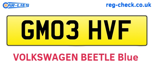 GM03HVF are the vehicle registration plates.