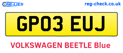 GP03EUJ are the vehicle registration plates.