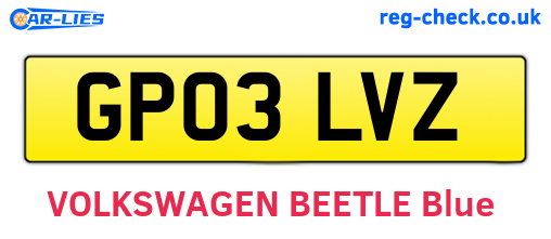 GP03LVZ are the vehicle registration plates.