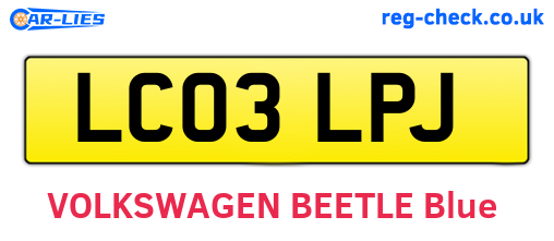 LC03LPJ are the vehicle registration plates.