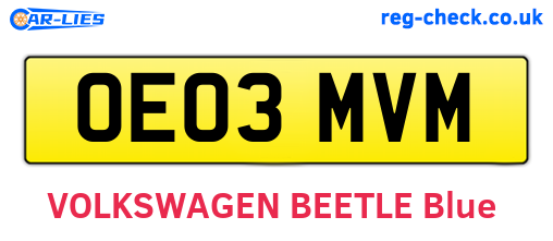 OE03MVM are the vehicle registration plates.