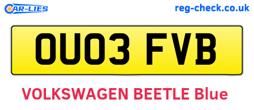 OU03FVB are the vehicle registration plates.