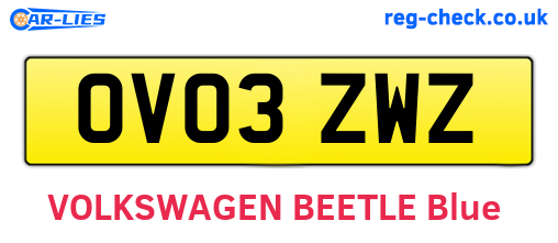 OV03ZWZ are the vehicle registration plates.