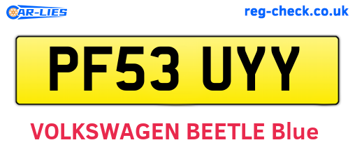 PF53UYY are the vehicle registration plates.