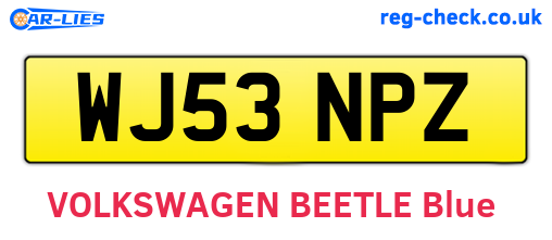 WJ53NPZ are the vehicle registration plates.