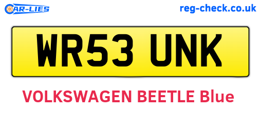 WR53UNK are the vehicle registration plates.