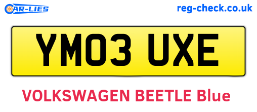 YM03UXE are the vehicle registration plates.