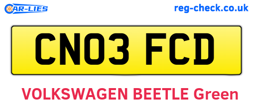 CN03FCD are the vehicle registration plates.