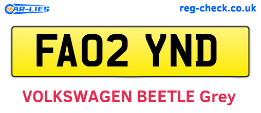 FA02YND are the vehicle registration plates.