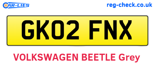 GK02FNX are the vehicle registration plates.