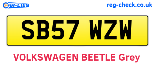 SB57WZW are the vehicle registration plates.