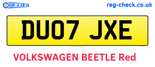DU07JXE are the vehicle registration plates.