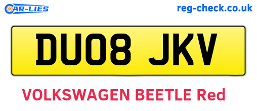 DU08JKV are the vehicle registration plates.