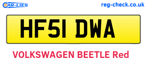HF51DWA are the vehicle registration plates.