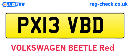 PX13VBD are the vehicle registration plates.