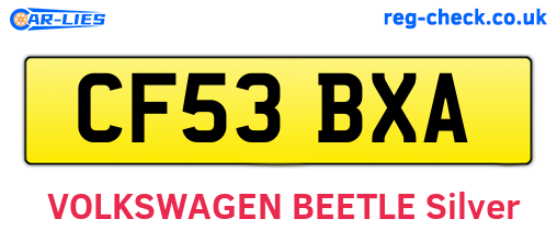 CF53BXA are the vehicle registration plates.