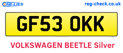 GF53OKK are the vehicle registration plates.
