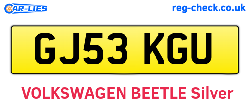 GJ53KGU are the vehicle registration plates.